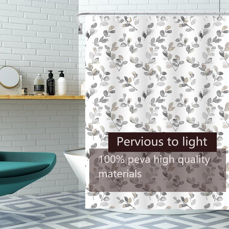TIKABC Shower Curtain Liner, 4G PEVA Mimosa Shower Liner, Plastic Waterproof Shower Curtains, 72x72 inch with Grommet Holes 3 Magnetic Weights - Image 2